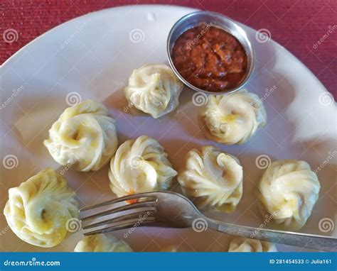 Momos Tibetan food stock image. Image of icing, sauce - 281454533