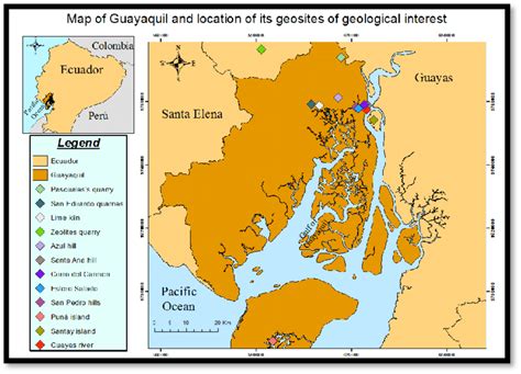 Map of the city of Guayaquil and the location of its sites of ...