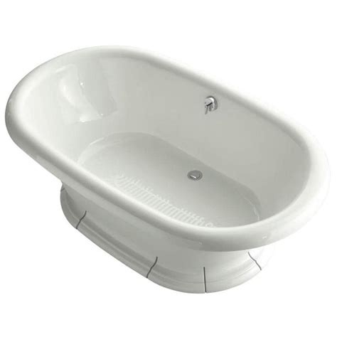 KOHLER Vintage 72-in Dune Cast Iron Oval Back Center Drain Freestanding ...