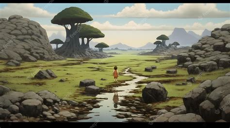 Premium AI Image | Anime Landscape in Studio Ghibli Style