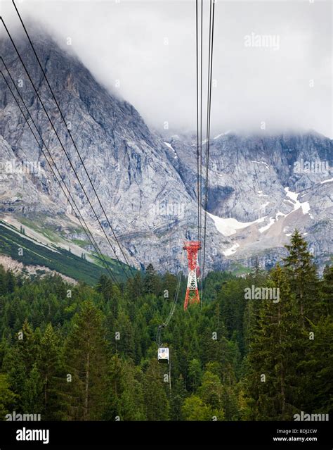 Cable car to Zugspitze the highest mountain in Germany in the Bavarian ...