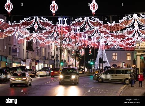 Christmas lights in Bridge Street, Stratford upon Avon, England, UK ...