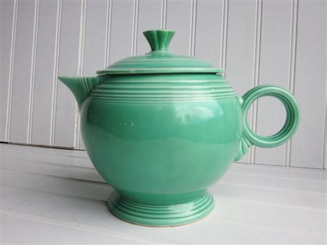 SALE Fiestaware Teapot Vintage Mint Green 1940s large teapot