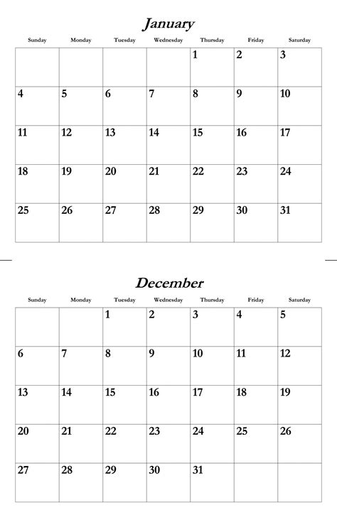 Jan Dec 2015 Calendar Template Free Stock Photo - Public Domain Pictures