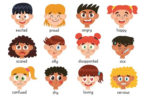 Emotions Clipart Kids Faces Emotions Clip Art Feelings Faces - Etsy