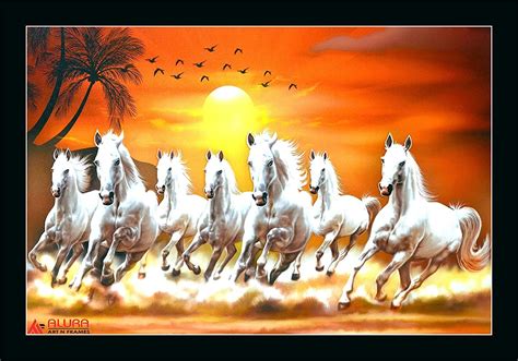 Alura Art N Frames Sunrise 7 Running Horses Vastu UV Coated Home ...