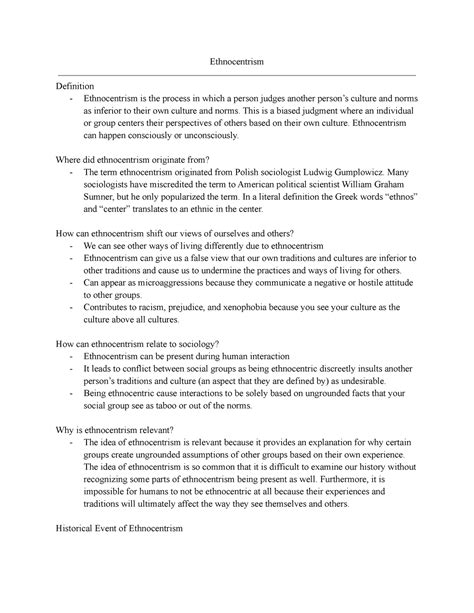 Sociology Notes on Ethnocentrism - Ethnocentrism Definition ...