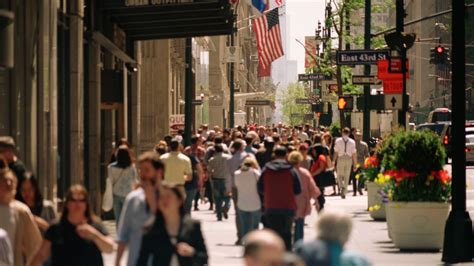 NEW YORK CITY - circa 2017: People walking in a crowded street of ...