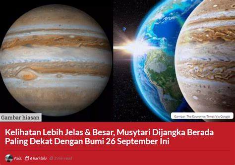 Planet Musytari Dijangka Berada Pada Kedudukan Paling Dekat Dengan Bumi ...