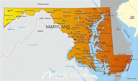 Maryland State Map Wallpaper Wall Mural by Magic Murals