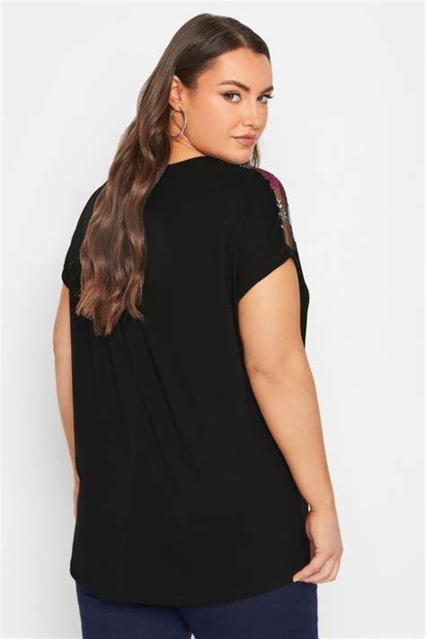 YOURS Curve Plus Size Black Embellished Top | Yours Clothing