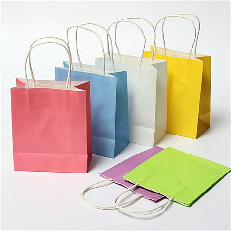 Party Decor - Colorful Kraft Paper Gift Bag Wedding Party Handle Paper ...