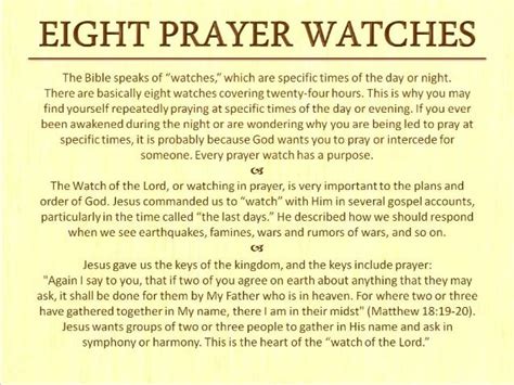 Eight Prayer Watches | Prayer watches, Deliverance prayers, Prayers