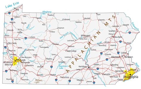 Map of Pennsylvania - Cities and Roads - GIS Geography