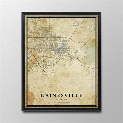 Vintage Gainesville Map Florida Vintage style Map City Map | Etsy