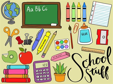 SCHOOL SUPPLIES CLIPART Clip Art School Supplies Office | Etsy