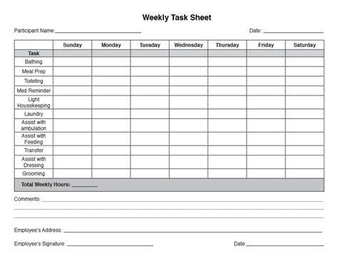 Task Sheet Template | Free Sheet Templates