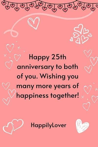 a pink background with hearts and the words happy 25th anniversary to ...