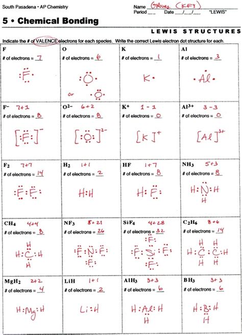 Lewis Dot Structures Worksheet 1 Answer Key | Free Worksheets Samples