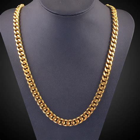 Curb Chain Necklace Yellow Gold Filled Massive Mens Necklace Simple ...