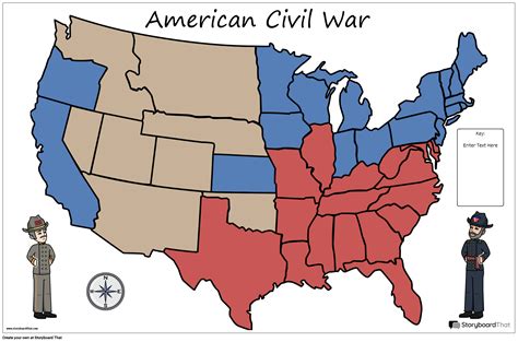 American Civil War Map Poster Template with Historical Figures