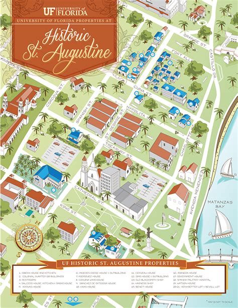 UF - Historic St. Augustine Properties Map Illustration on Behance