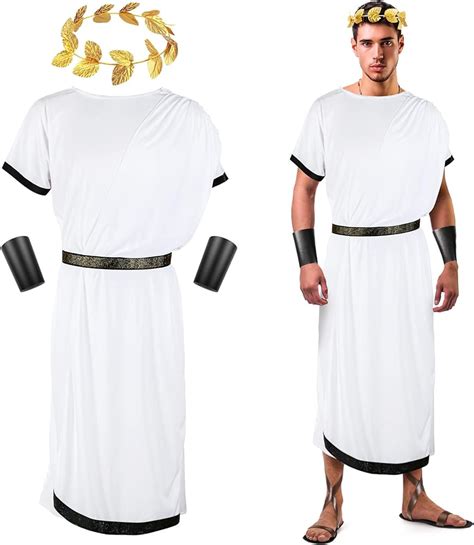 Pcs Men White Toga Greek God Costume Adult Party Toga Caesar Roman ...