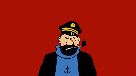 Captain Archibald Haddock, red, Herge, drawing, 4K, Tintin, comics ...