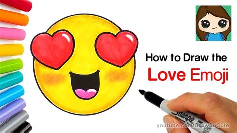 How to Draw the Love Emoji Easy | Cute drawings for kids, Cute drawings ...