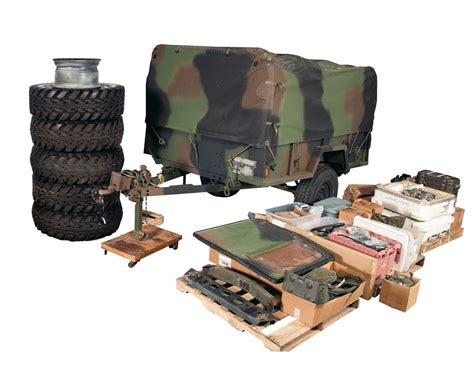 Two Wheeled M116A2 3/4 Ton Military Cargo Trailer with Extensive Group ...