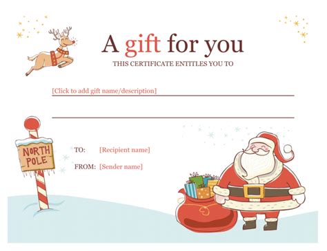 Holiday Gift Certificate Template inside Free Christmas Gift Cert ...