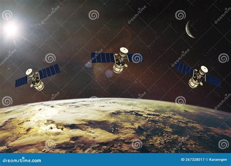 Satellites on Low-Earth Orbit. Elements of this Image Furnished by NASA ...