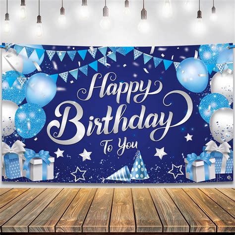 Buy KatchOn, Happy Birthday Banner Blue and Silver - XLarge, 72x44 Inch ...