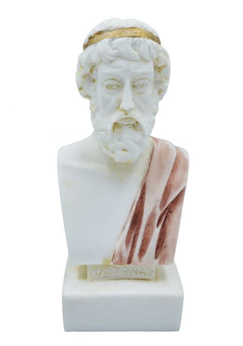 Plato greek alabaster bust statue with color