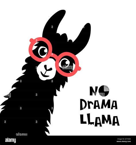 Cute cartoon llama design with No drama llama motivational quote ...