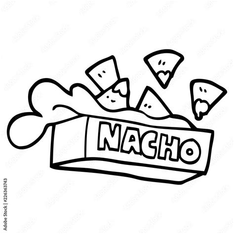 black and white cartoon nacho box Stock Vector | Adobe Stock