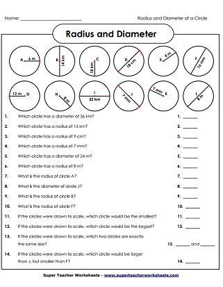 Radius And Diameter Worksheets Answers