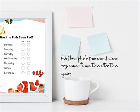 Fish Feeding Schedule Printable Fish Feeding Chart Has the | Etsy