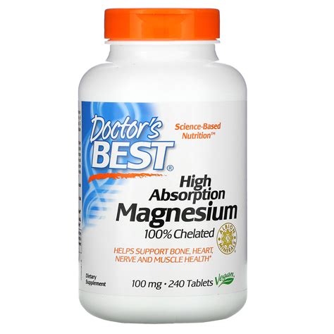 Doctor's Best, High Absorption Magnesium 100% Chelated with Albion ...