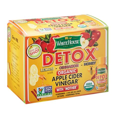 White House Detox Organic Apple Cider Vinegar Shots, 2 oz, 6 Count ...