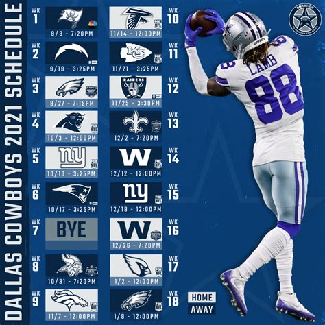 Dallas Cowboys 2022 Nfl Football Schedule