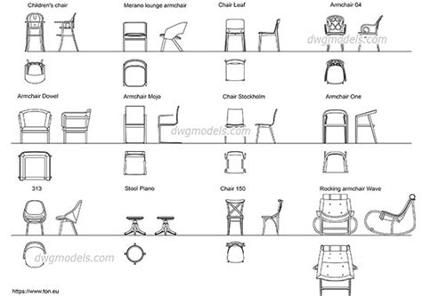 Furniture DWG models and AutoCAD Blocks free download