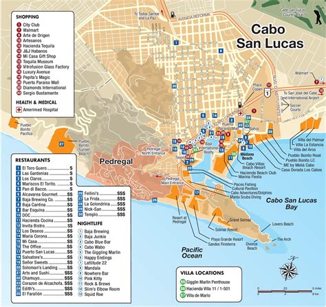 Cabo San Lucas Tourist Attractions Map - Riset