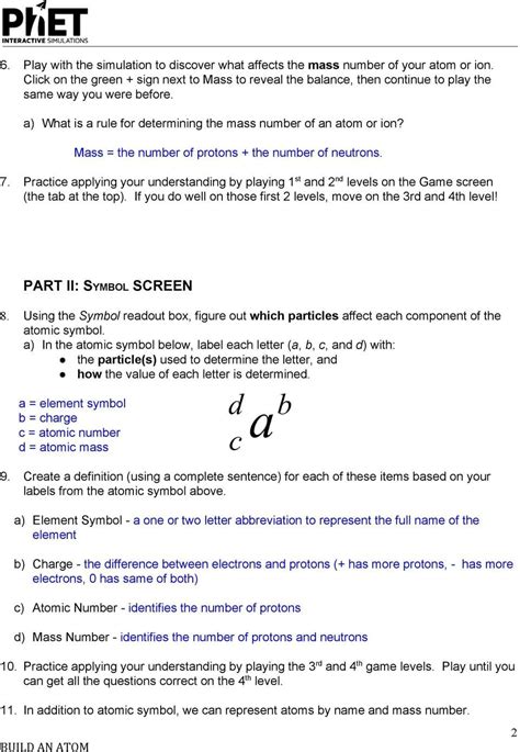 Phet Lab Build An Atom
