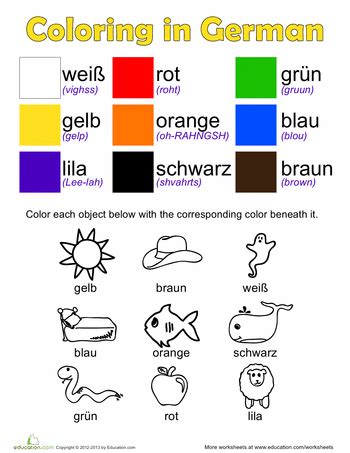 German Colors | Worksheet | Education.com | Learn german, Learning ...