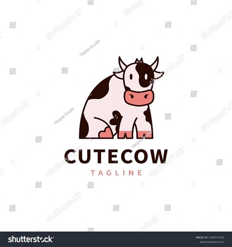 Cute Cow Vector Illustration Logo Design Stock Vector (Royalty Free ...