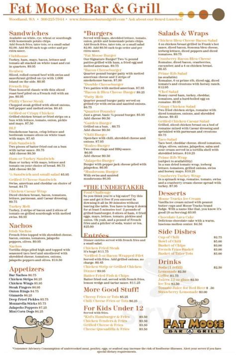 Fat Moose Bar & Grill menus in Woodland, Washington, United States