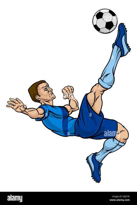 A football soccer player cartoon character kicking the ball Stock Photo ...