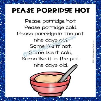 Pease Porridge Hot | Colored Nursery Rhyme Poster by Little Learning Corner