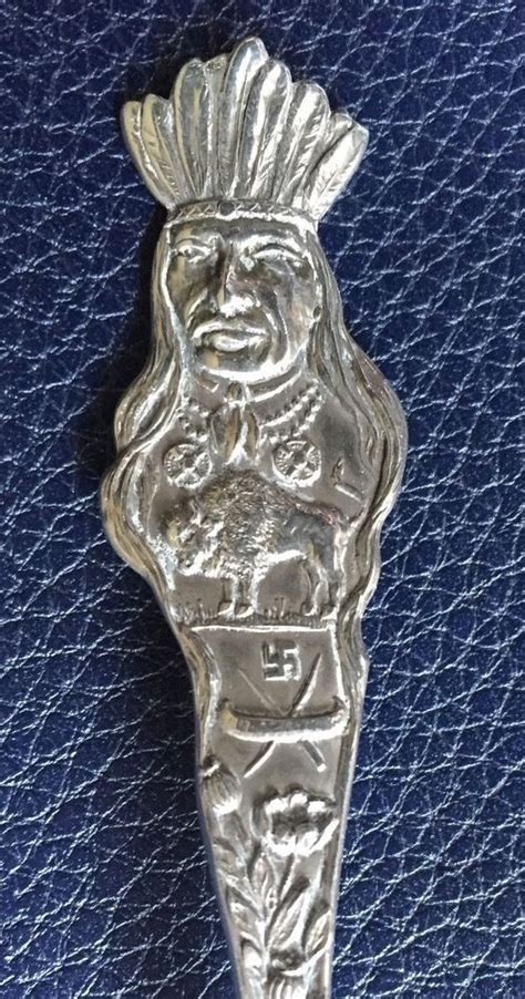 Antique Navajo SSMC Sterling Spoon w/Indian Chief, Buffalo, Whirling ...